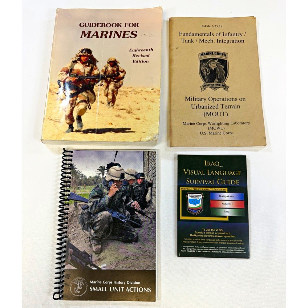 Lot of 4 USMC Marine Corps Manuals Guidebook MOUT Iraq Survival Guide Small Unit